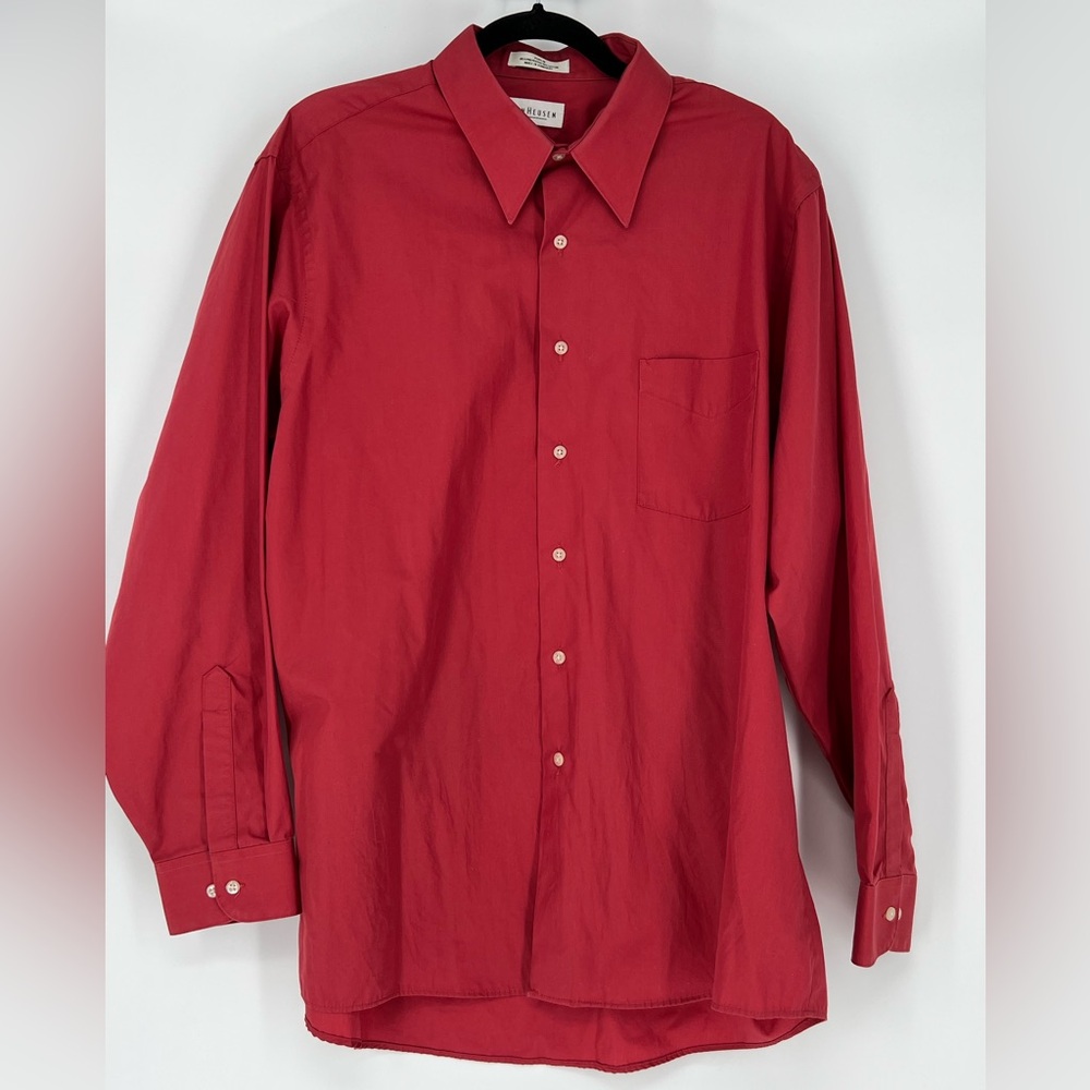 Van Heusen brick red dress shirt in‎ wrinkle free poplin,